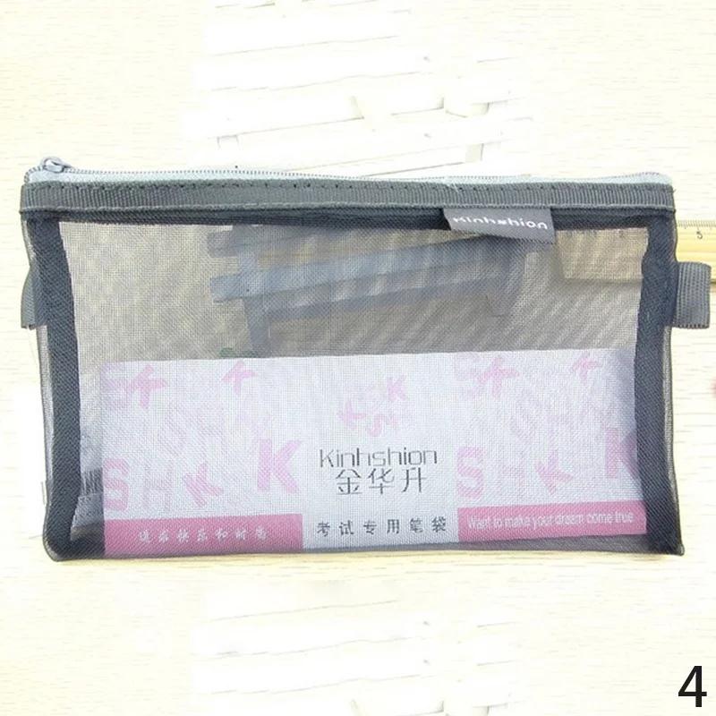 

Прозрачный сетчатый пенал для хранения, простая сумка для карандашей для студентов, большая вместимость, органайзер для канцелярских принадлежностей, держатель для пенала красный