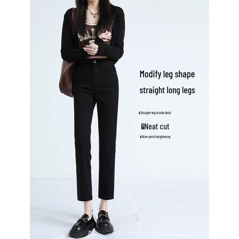 Dámské černé cigaretové kalhoty s vysokým pasem a úzkým střihem (Jarní kolekce 2025)