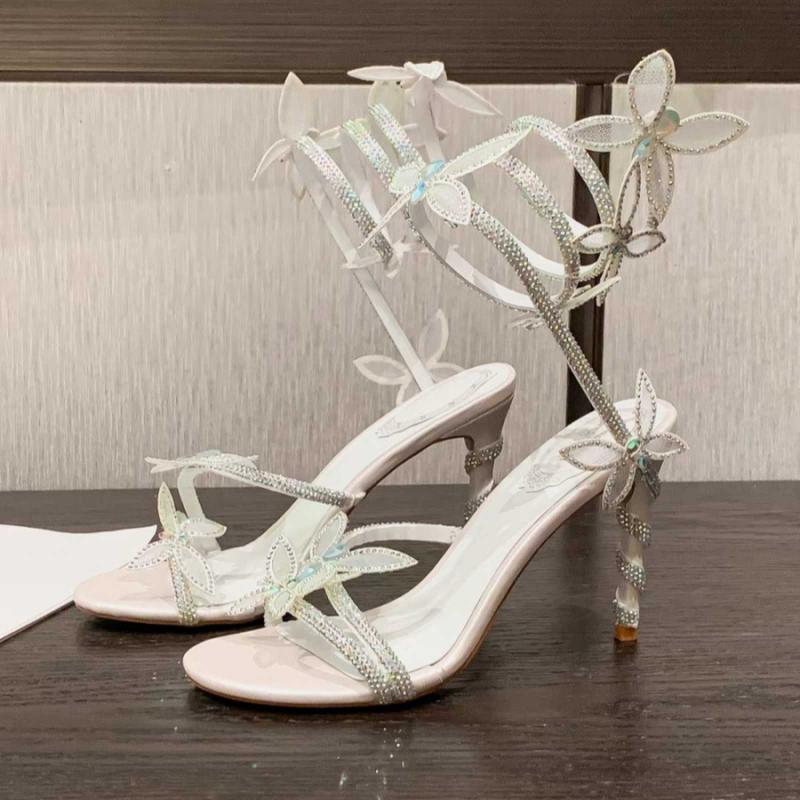 Frühling und Sommer Damen High-Heeled Sandalen Schlangenform Schmetterling Blume Diamant Stiletto-Absatz Sandalen Hohe Absätze