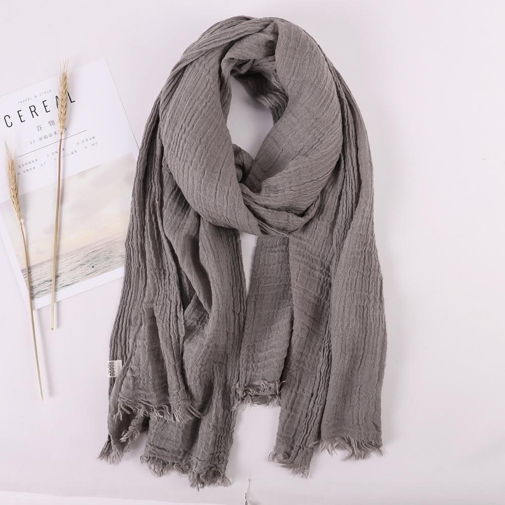 Fashion Designer Linen Cotton Scarf Women Solid Color Muslim Hijab Scarves Shawls Plain Big Pashmina Wrap Head Hair Scarf