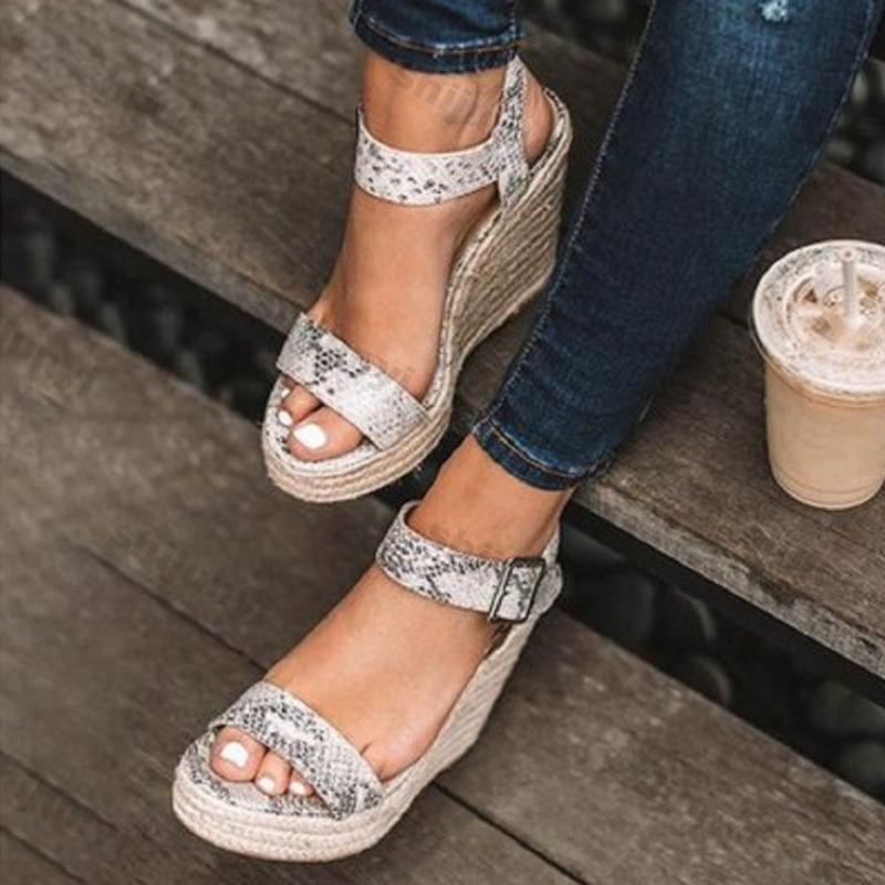 Fashion Women Leisure Wedges Heeled Wedge heel serpentine sandals  Summer New Sandals Party Platform High Heels Shoes sandalias mujer