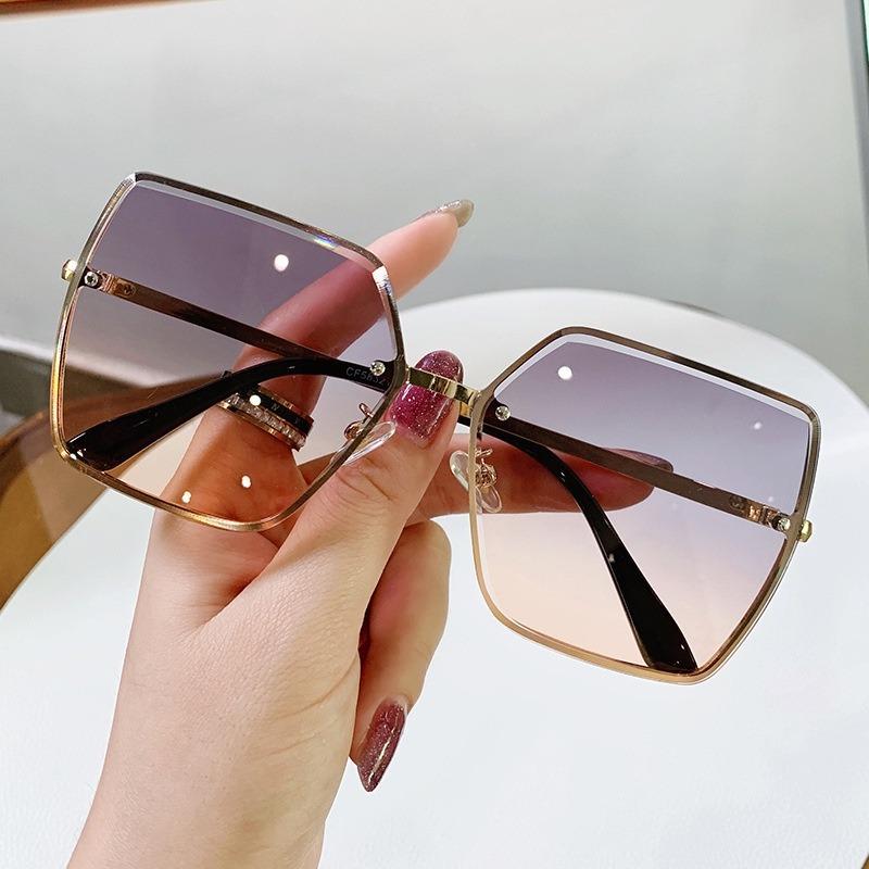 Metal Sunglasses Stylish Large Frame Women's Sunglassesnap Sun-shade Glasses Ins Sunglasses