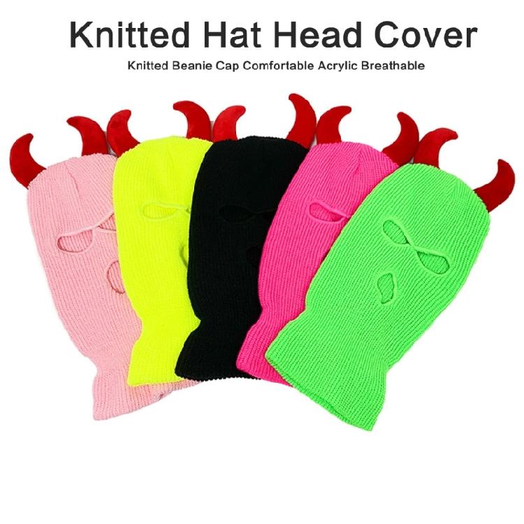 Devil Horn Halloween Caps Breathable Warm Balaclava Caps Adult Winter Cycling Hat Party Hat Soft Face Cover Caps