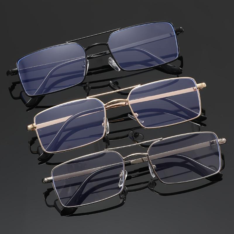 [Vintage Flat Lens Glasses] Unisex Full-Frame Metal Vintage Flat Lens Glasses - 1 Pair - New Summer Fashion Trend for Business Casual Daily Wear