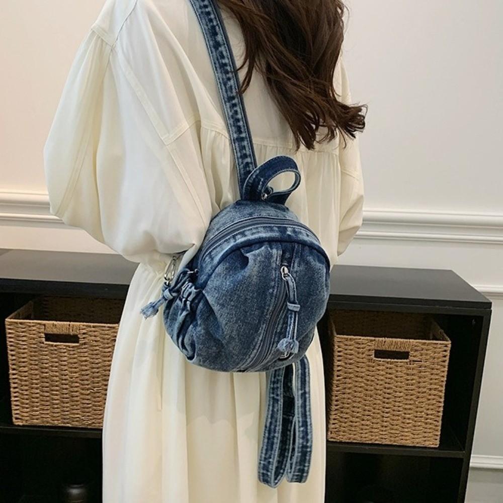 Soft Denim Denim Backpack Vintage Washed Multi Purpose Crossbody Bag Lightweight Versatile Travel Mini Purse Outdoor Travel