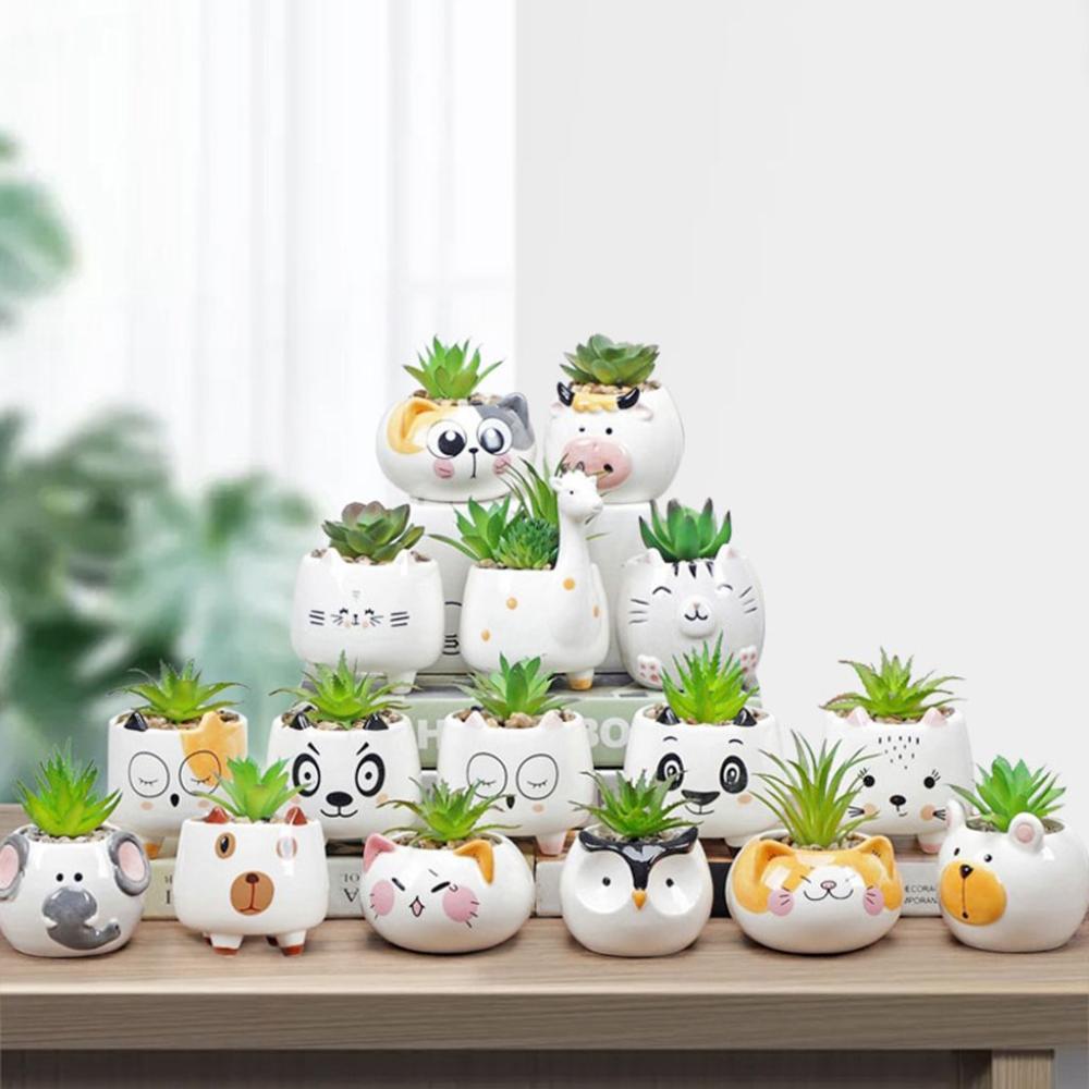 Cartoon Ornament Ceramics Handmade Garden Supplies Flowerpot Succulent Potted Bonsai Accessories