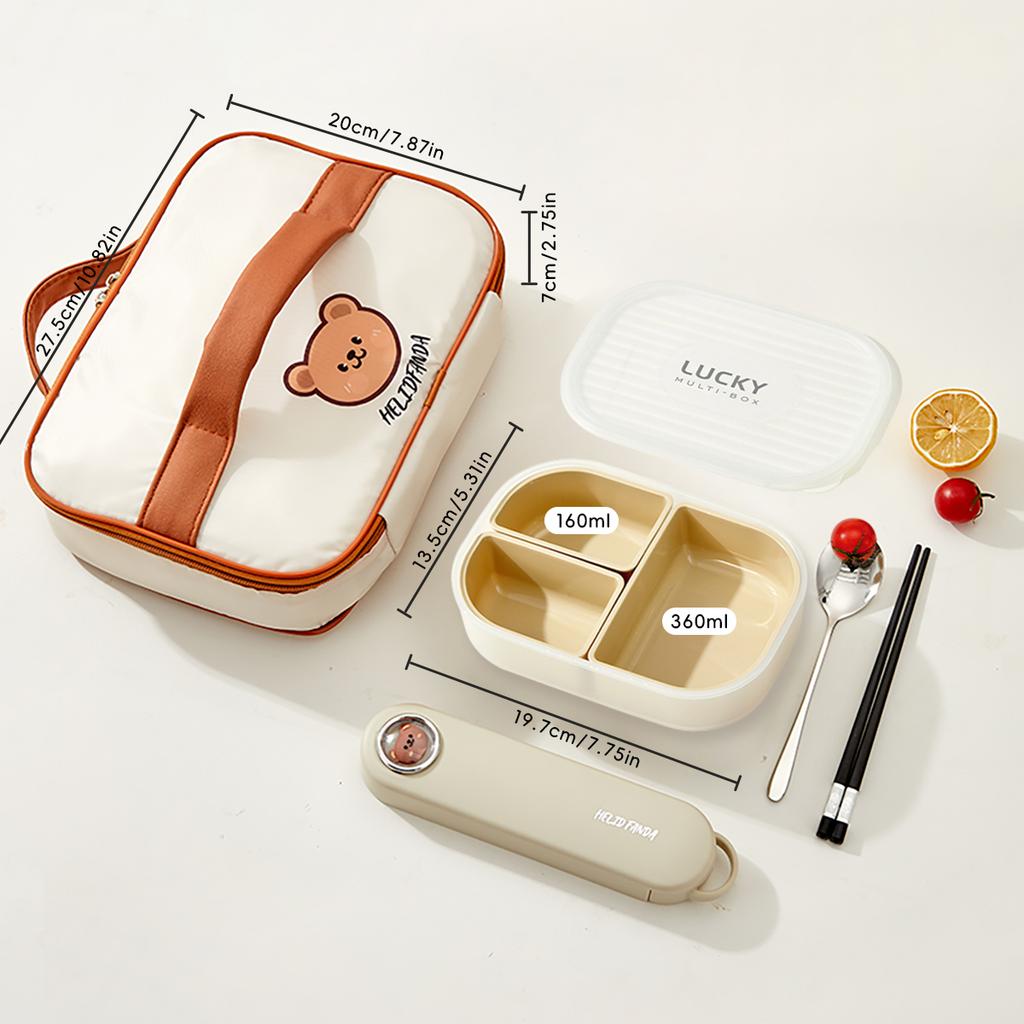 WORTHBUY Outdoor Portable Sealed Divided Food Container Detachable 3 Grids Plastic Lunch Box For Kids Student Microwave Safe