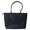 Used [Good Condition] Leather Tote Bag Navy Punching Logo A4 Size Storage