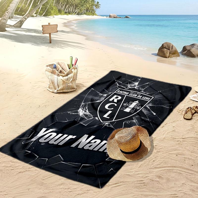Racing Club De Lens Personalized Printed Beach Towel Soccer Logo Support Custom Name Text Absorbent Towel For Sport Travel Special Gift