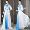 Classical Dance Costumes, Chinese Style Modified Cheongsam Performance Costumes For Women, Stage Chorus Evening Dresses