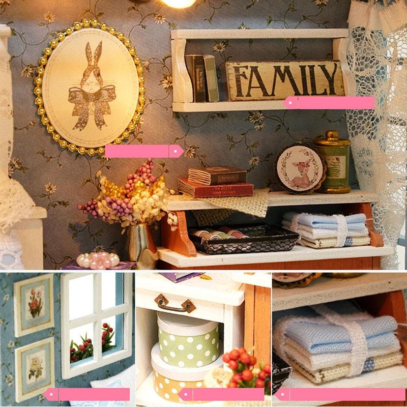 Exquisite Doll Miniature Wooden House Studio Kit With Led Lights And Furniture