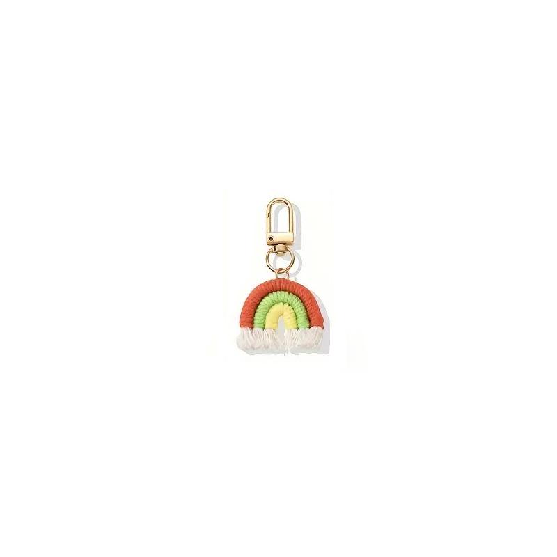 Hand-Woven Rainbow Keychain Pendant