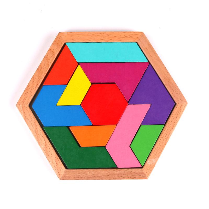 Colorful Wooden Honeycomb Jigsaw Puzzle for Early Childhood Education