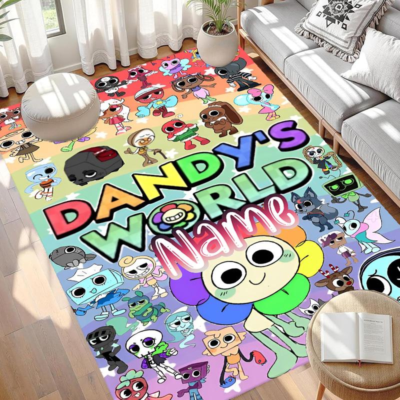Custom Name Personalized Dandy's World Print Carpet, Versatile Home Decor Rug, for Playroom, Apartment, Balcony, Entryway, Hallway Gift