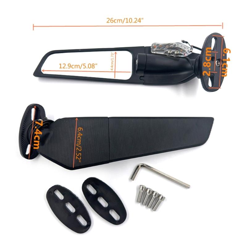 Motorcycle Modified LED Universal Rearview Glass Sport Motorcycle Left Right Side Wing Glass with LED Lights Replacement