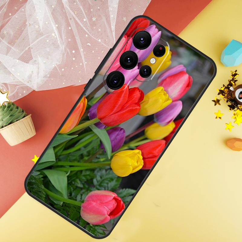 Tulip Flower Colorful Phone Case For Samsung Galaxy S26 S25 Ultra S23 FE S21 S20 S22 S24 Ultra S10 Plus Cover Coque