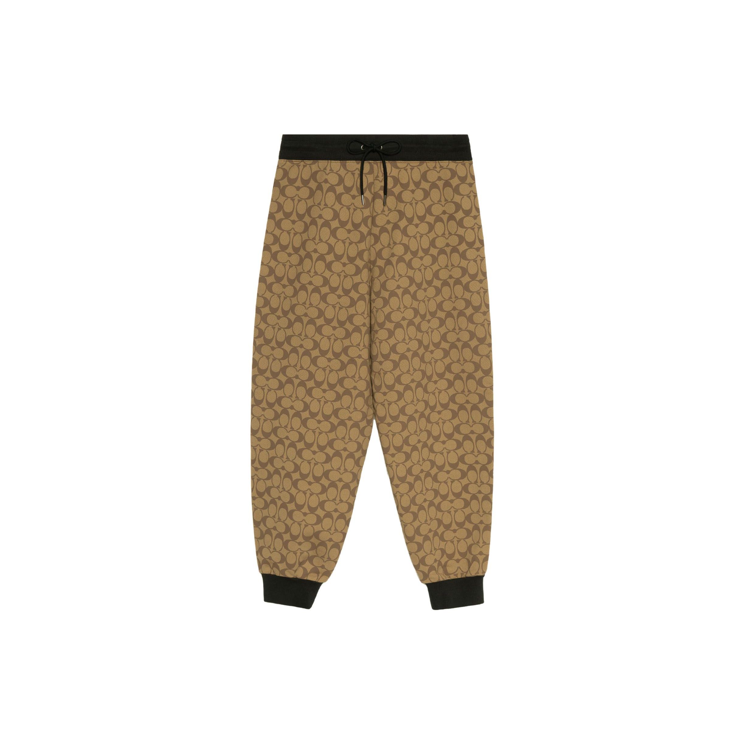 Coach FW22 Logo All Over Print Jogger Pants Women bottoms Brown CB586-E7V S