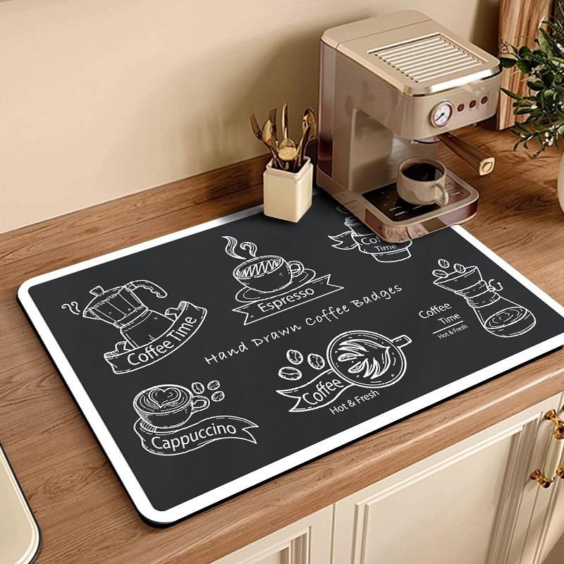 American Coffee Machine Drain Mat, Quick Drying Mat with Water Absorption, Household Kitchen Mat, Insulated Placemat