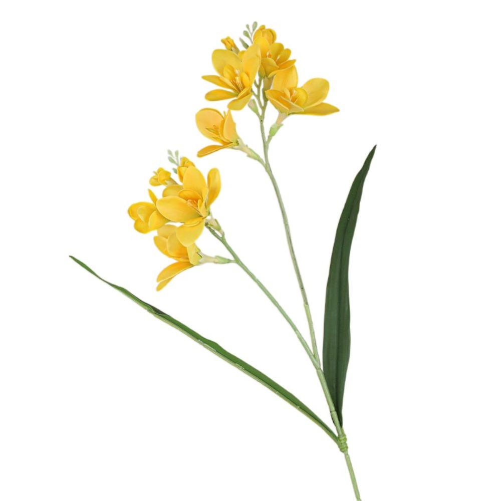 

Искусственные цветы фрезии с эффектом реального прикосновения, 2 ветки, имитация цветка Уиллана, декор для дома, гостиной жёлтый