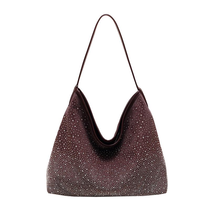 Autumn new bright diamond bag women's fashion large-capacity shoulder oblique span bag high-end texture tote bag
