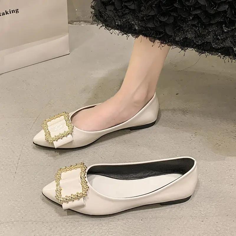 Fashion With Crystals Slip-on Pointed Toe Diamond Sexy Woman Flats Rhinestone Genuine Mark Offer Discount 39 Summer 2025 Shoes for Women