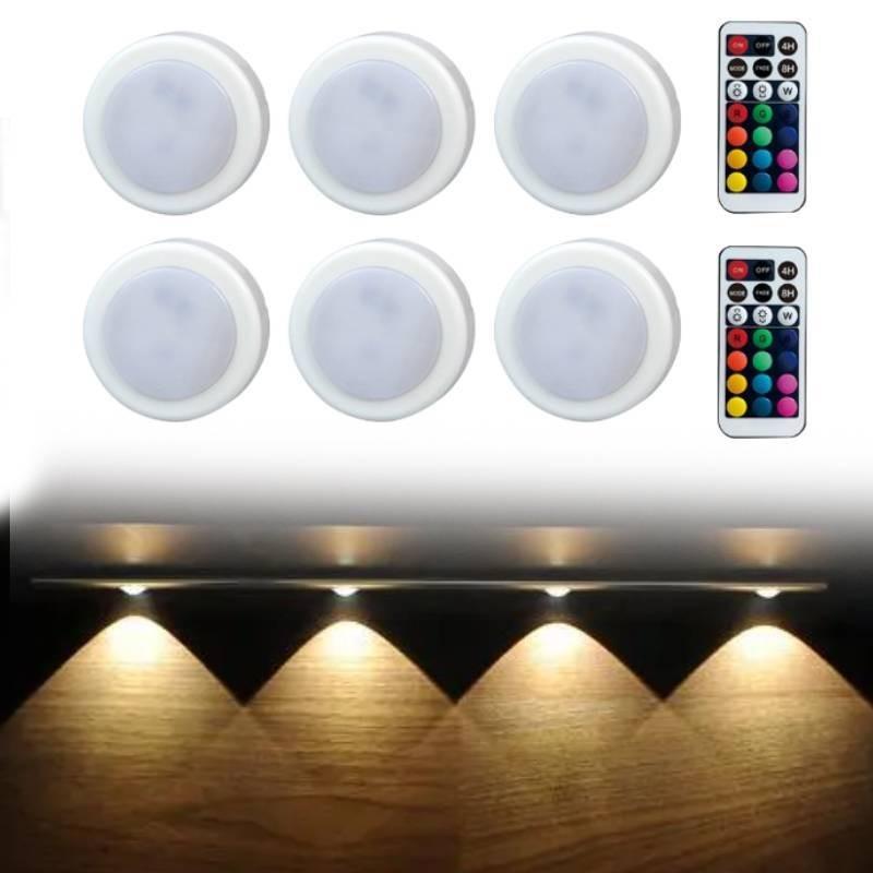 Compact Type-c Usb Mini Rechargeable Remote Control Cabinet Light With Colorful Warm Lighting Options