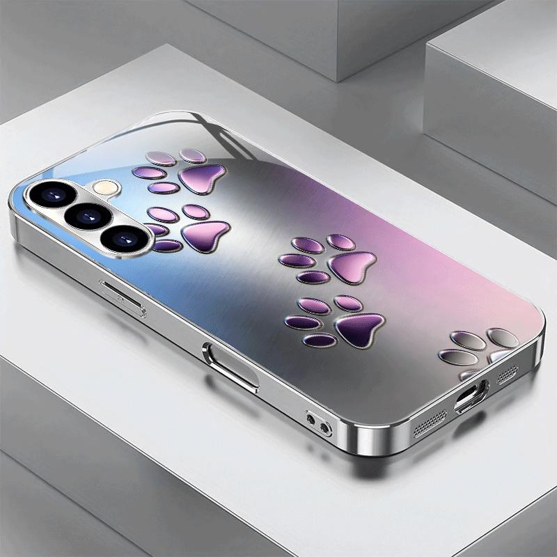 

Gradient paw print pattern glass phone case suitable for Samsung GalaxyS26 S25 S24 S22 S21 S20FE/Ultra/Plus anti drop back cover Galaxy S22 plus 5G