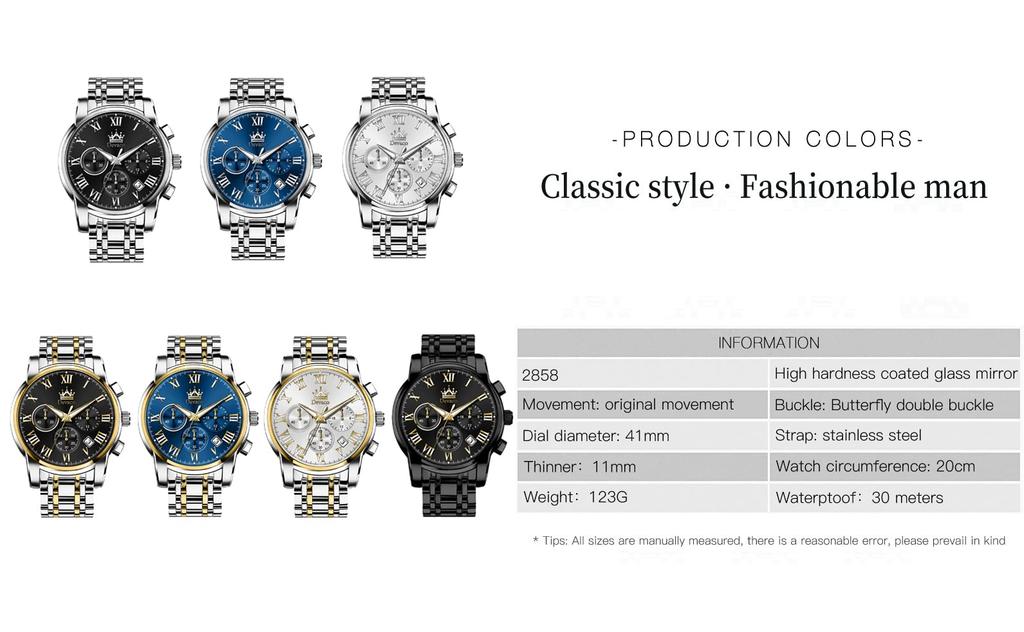 Men's Watch Business Watch For Men Brand Metal Band Stainless Steel Band Analog Display Stylish Casual