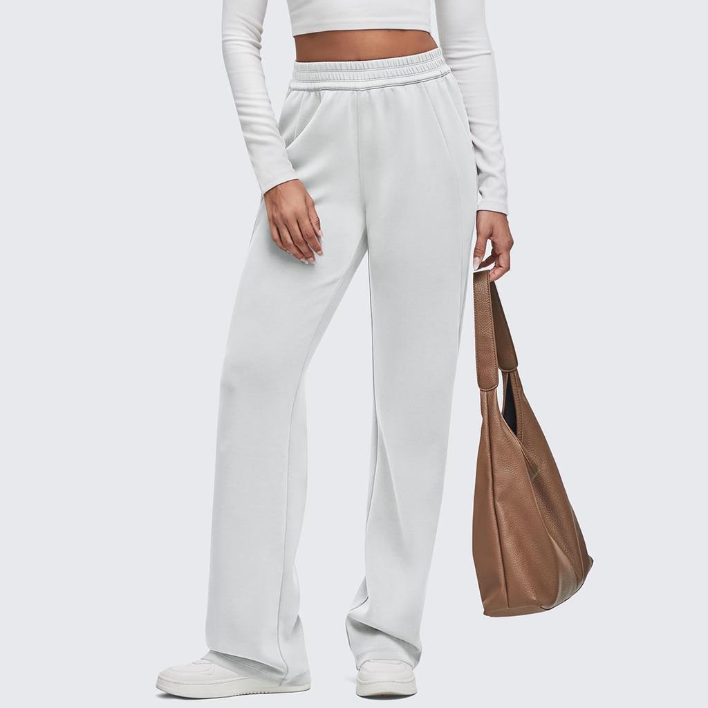 Dames joggingbroek met hoge taille en wijde pijpen. Casual yoga joggingbroek