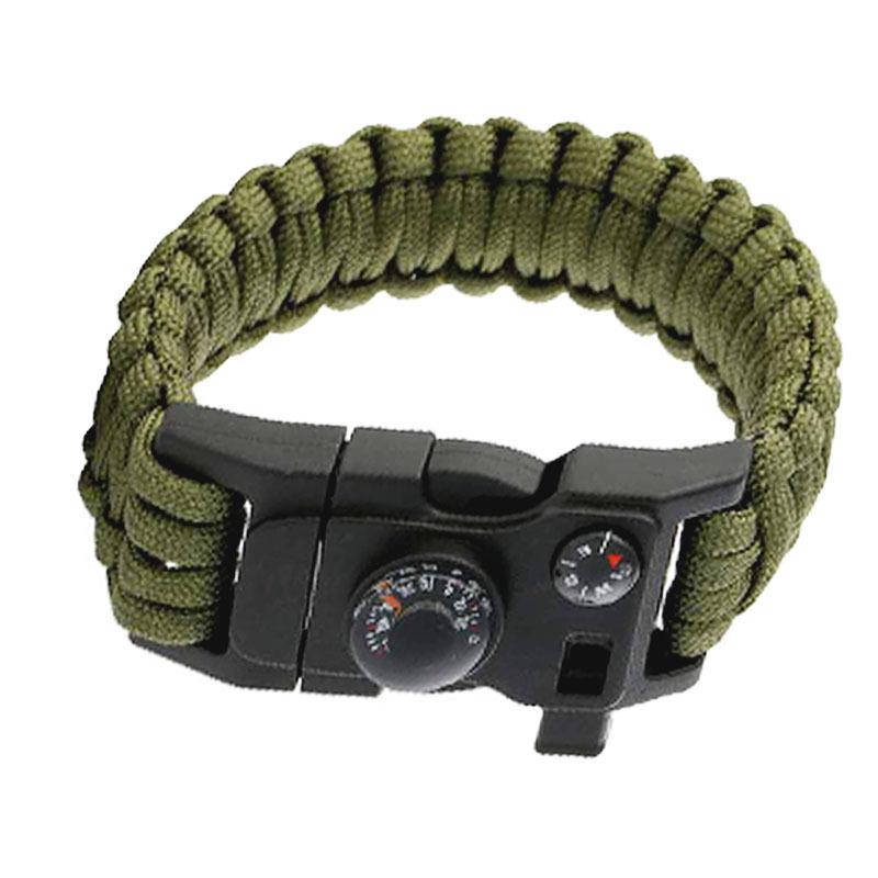 Pulsera Multifuncional de Supervivencia al Aire Libre de Paracord con Brújula y Silbato
