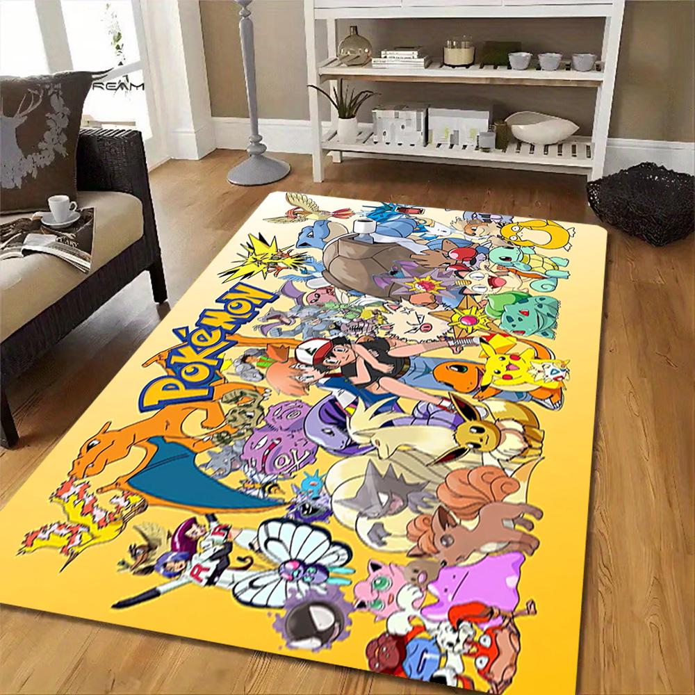 Pokemon Go Pikachu Poster Decoration,Carpet,Living Room,Bedroom, Non-slip,Square rug