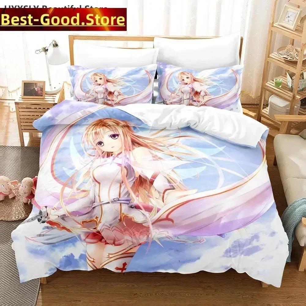 Fashion Sword Art Online Bedding Set 3D  Polyester Quilt Cover Pillowcases Queen King For Kids Gift  Duvet Cover Sets