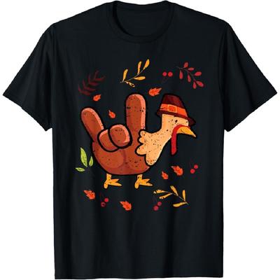 American Sign Language I Love You Thanksgiving Turkey T-Shirt