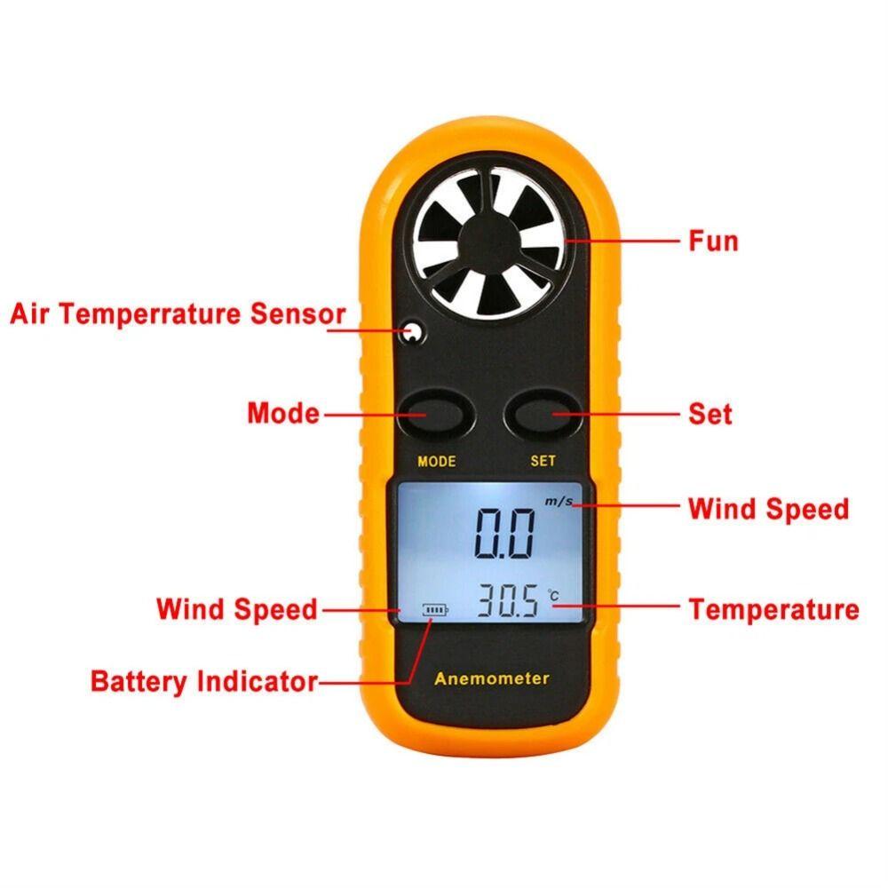 Hand-held Wind Speed Gauge Mini Wind Speed Meter Temperature Tester  Wind Power Measurement