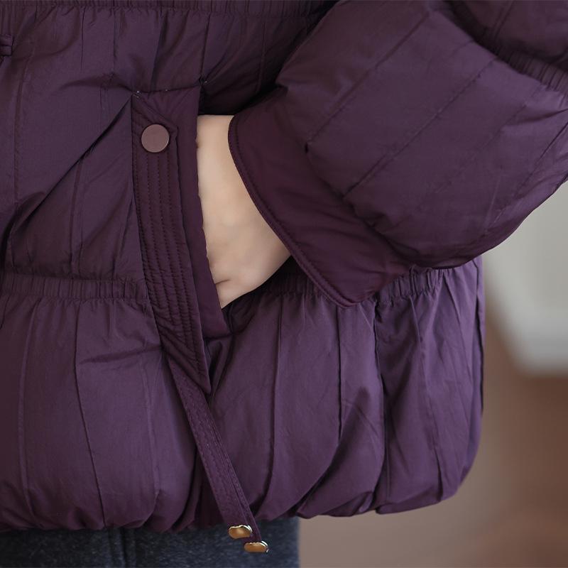 2025 Winter Fashion Short Down Jacket with Large Fur Collar for Stylish Moms & Elderly Women