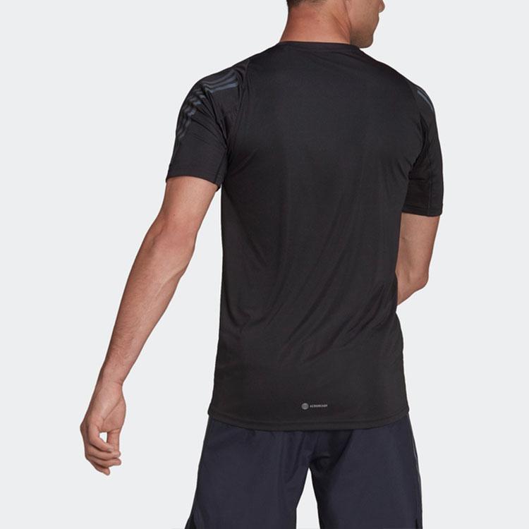 Adidas Crew Neck Short Sleeve Solid T-Shirt With Print Men Tops Black HE2474