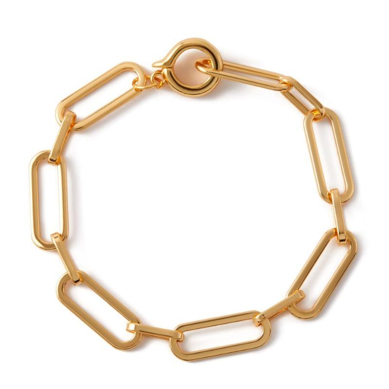 Minimalist Gold Plated Color Retention Neutral Thick Chain Handmade Plain Bracelet