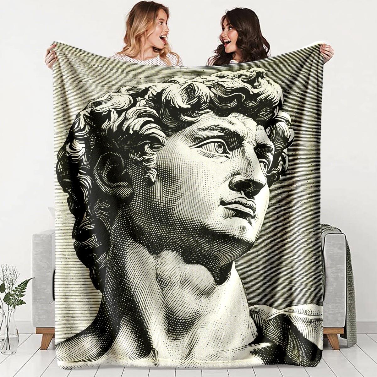 

Statue art theme pattern Flannel printed blanket suitable for all seasons suitable for living room office sofa and travel 75x100cm