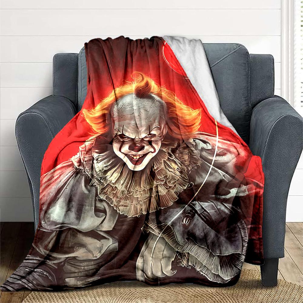 1 Stück It "Clown" Flanell-Kuscheldecke - HD-Druck Leicht Weich Warm Ganzjahresdecke für Sofa, Bett, Reisen, Camping 014