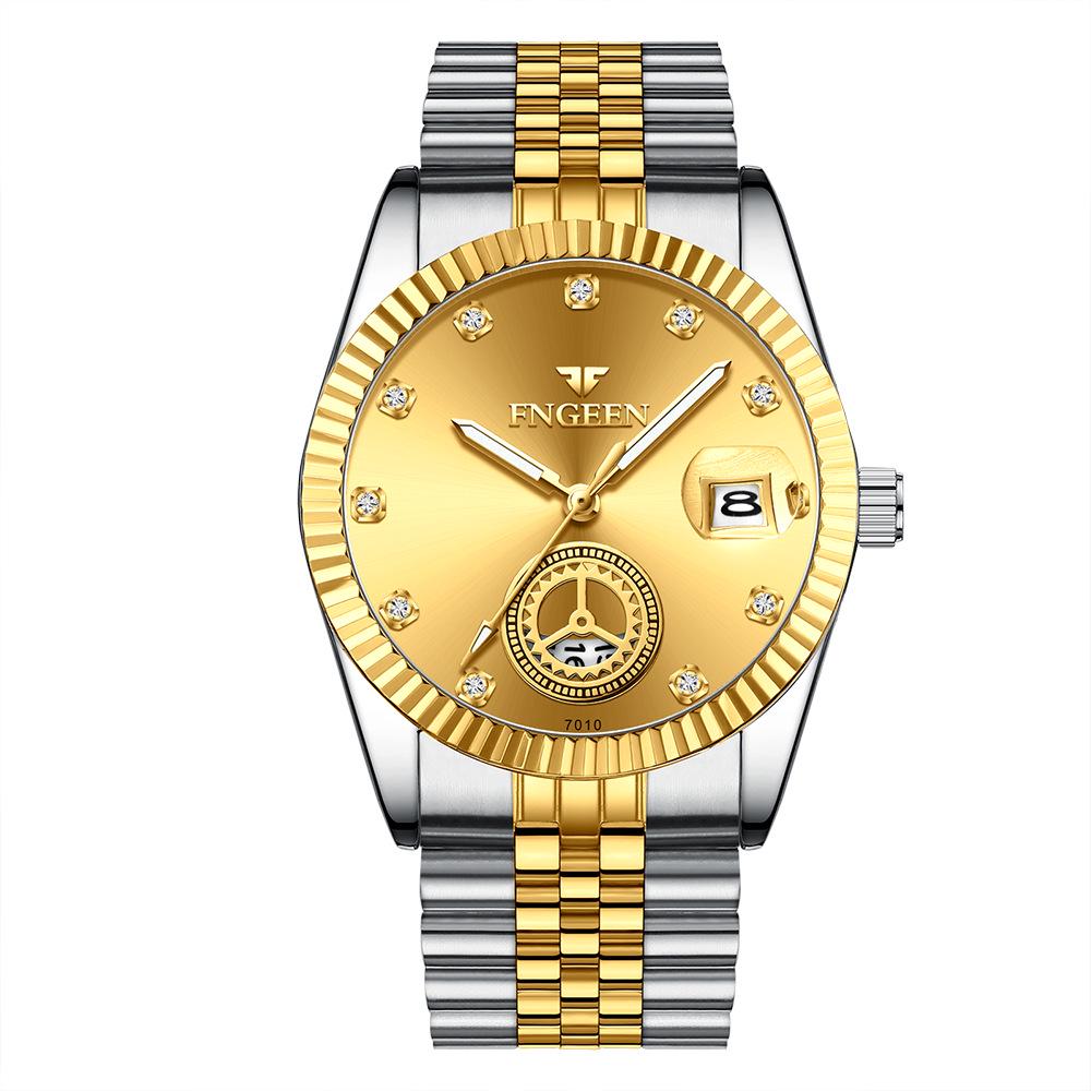 Middle-aged full gold watch non-mechanical old man quartz watch in the elderly father atmospheric waterproof electronic luminous