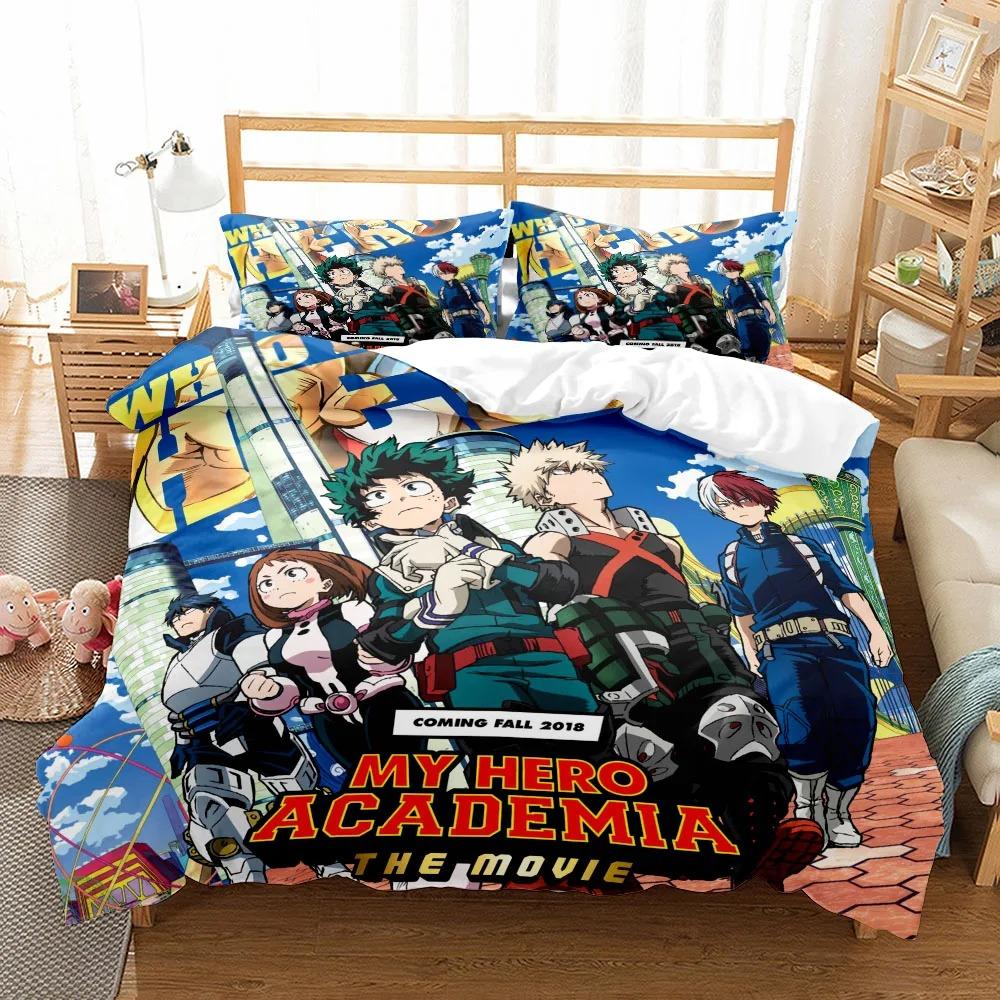 Anime My Hero Academia Bedding Set Duvet Cover Set 2/3pcs Bedding Set Cartoon Youth Kids Girl Boys Student Bedroom Decoration