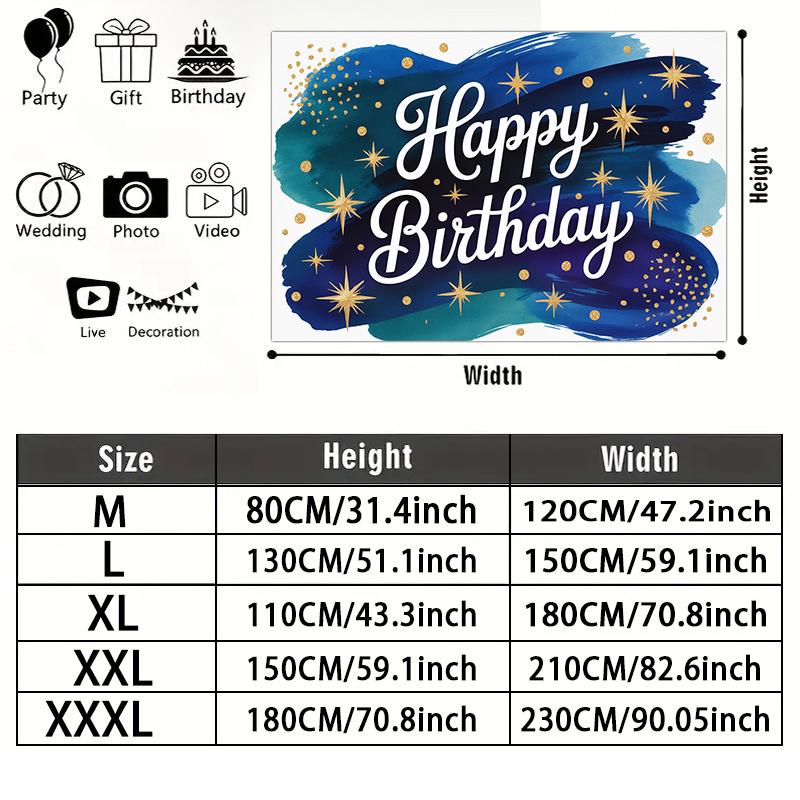 Party Backdrop Happy Birthday Birthday Stars Blue Photo Booth Background Front Door Decor