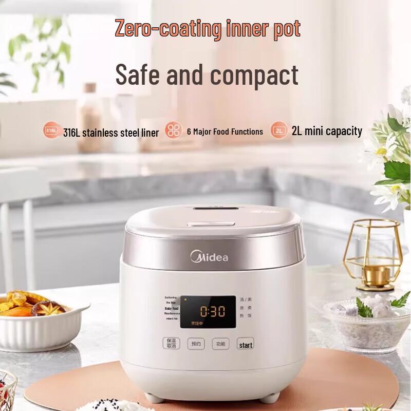Midea 2L 0-Coating Stainless Steel Smart Rice Cooker CN plug (adapter included)