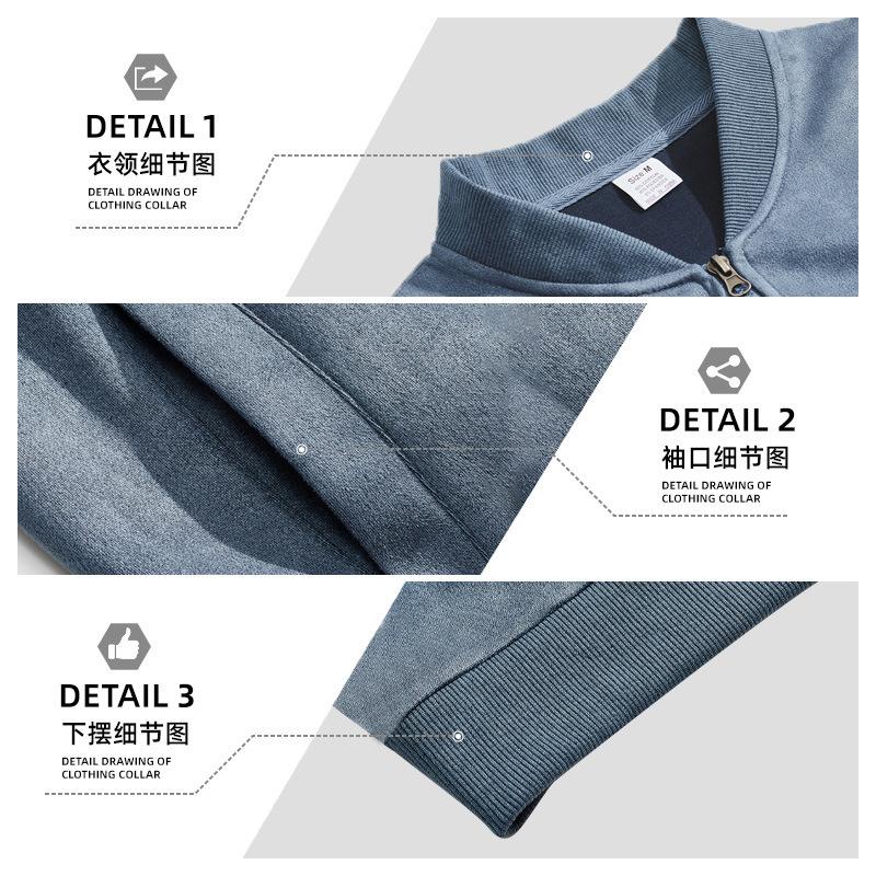 Autumn Solid Color Men's Zipper Jacket Casual Retro Long Sleeve Cardigan Coat
