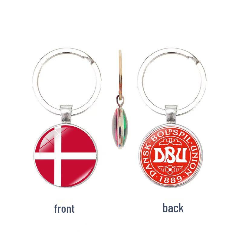 World Cup Top 32 National Flags & Team Emblems Double-sided Keychain