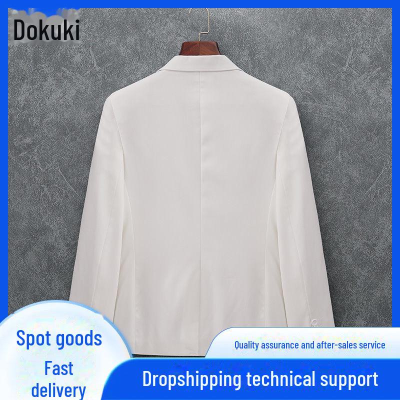 Men's Versatile White Single-Breasted Casual Jacket - Spring/Autumn Large Size Suit
