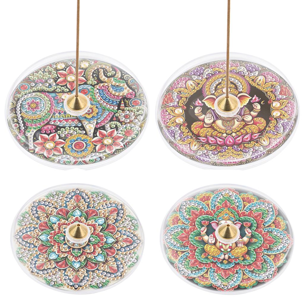4pcs DIY Diamond Painting Incense Tray Acrylic Diamond Art Incense Burner Stick Holder Special Shaped for Adults Beginners