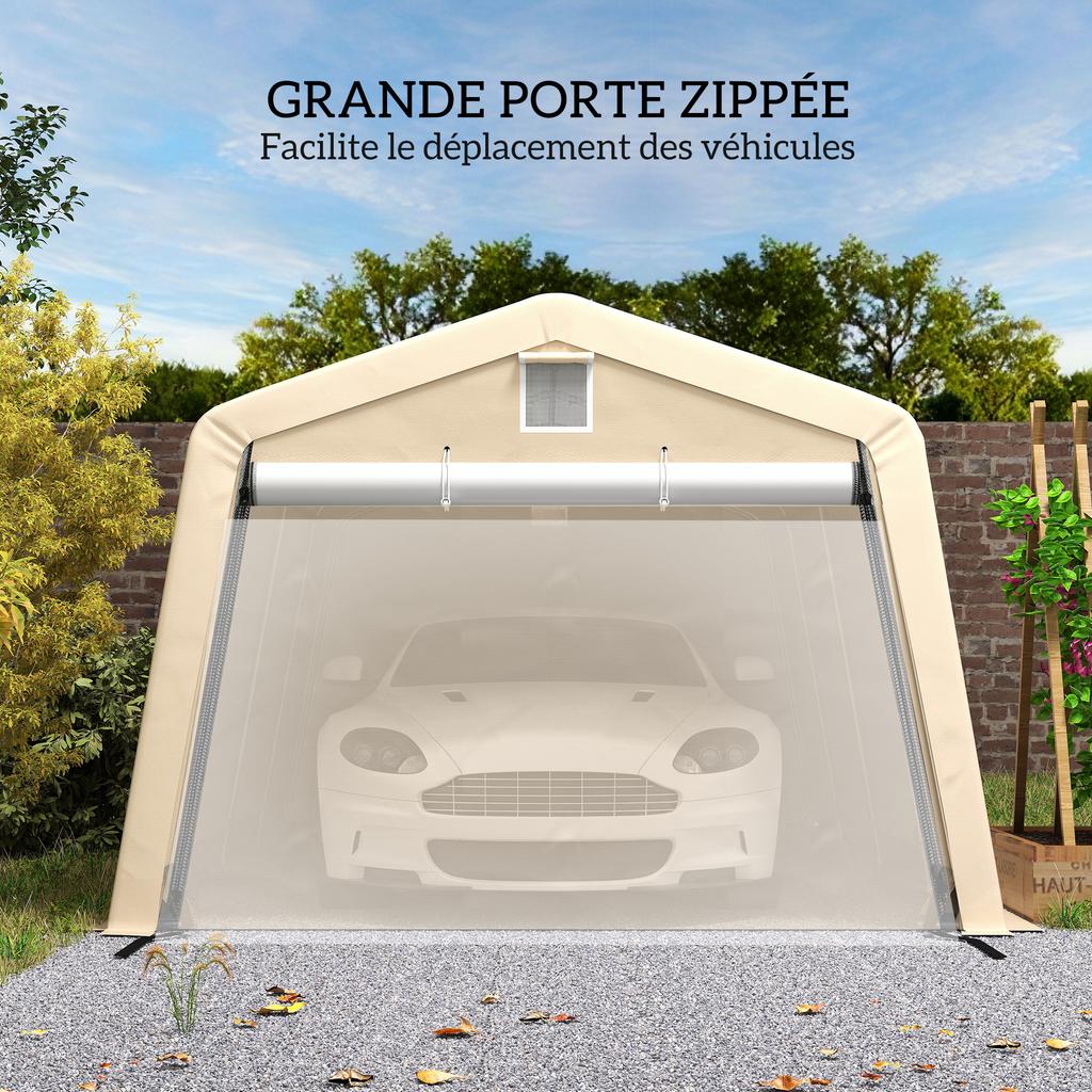 Garage Tent Carport Dim. 6.2L X 3.3W X 2.4H M Robust Galvanized Steel High-density PE 150 G/m² Waterproof anti-UV