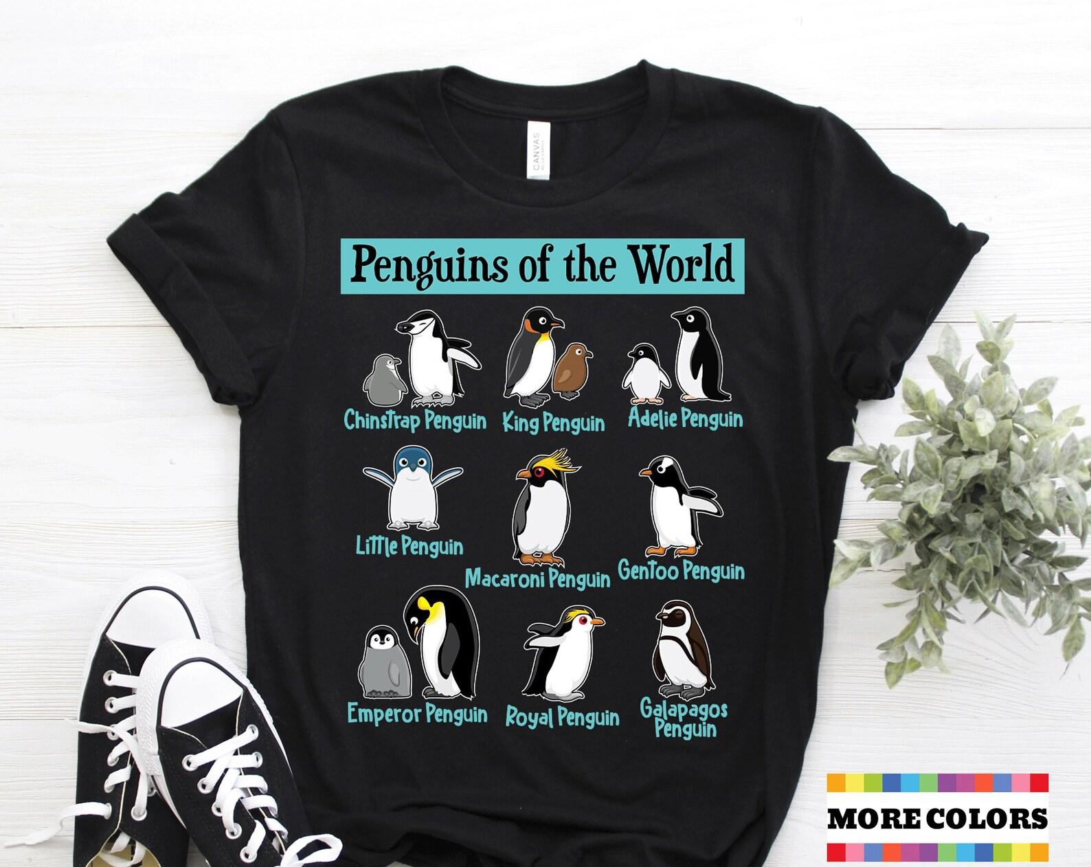 Penguins Of The World T-shirt, Cute Penguin Fans Birthday Gift Tshirt Funny Educational Save Penguins Spirit Animal Lover Present Tee Shirts 110