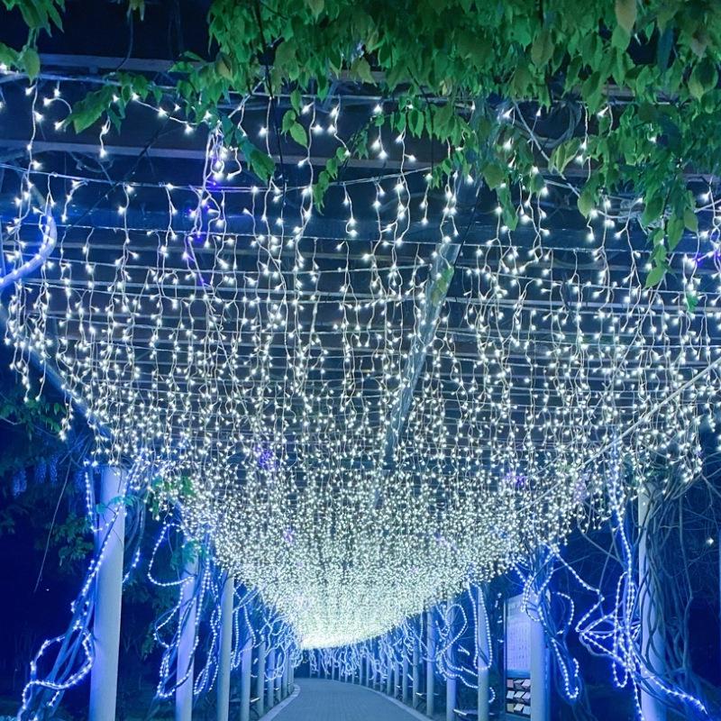 Waterproof LED Icicle Curtain Fairy Lights - Outdoor Decorative Flashing String for Christmas & Waterfall Effects